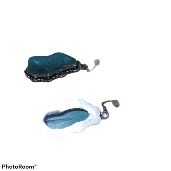 SOLD!!! Tibetan Turquoise Gemstone Handmade Ethnic Dangle Earrings - Picture 3 of 7